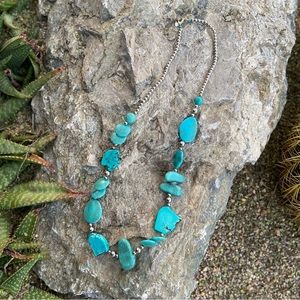 Chunky Faux Turquoise Necklace Western Chic